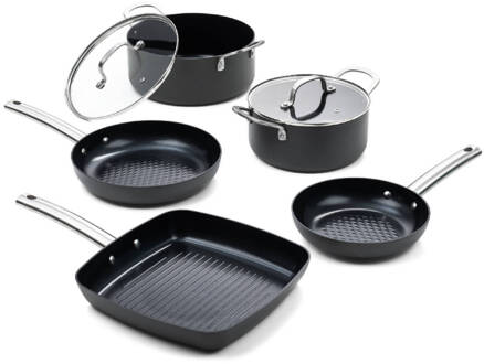 Murray Super Combi Grill - Pannenset 5 delig - RVS grepen Grijs