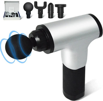 Muscle Massage Gun Portable Handheld Electric Body Neck Pain Relief Massager Tool Machine 4 Therapy Heads Vibration Cordless