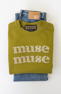 Muse Muse Sweater Olive Green Groen