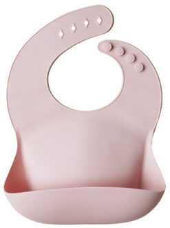 Mushie Siliconen Baby Slabbetje met Opvangbakje | Blush | BPA ftalaatvrij| afwasbaar