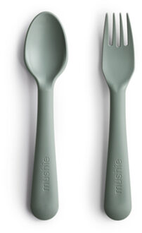 Mushie Siliconen eetset - Mushie - Sage - Set vork en lepel