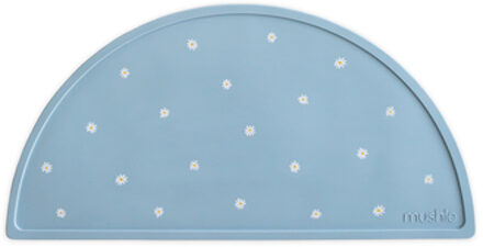 Mushie Siliconen placemat, White Madeliefje Blauw