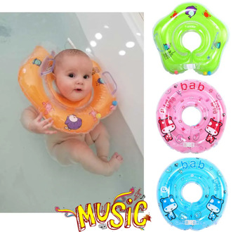 Music Baby Neck Float Swimming Newborn Baby Swim Neck Ring Pump Mattress Pool Swim Wheel For 0-24m Kids Swim Pool Accessories