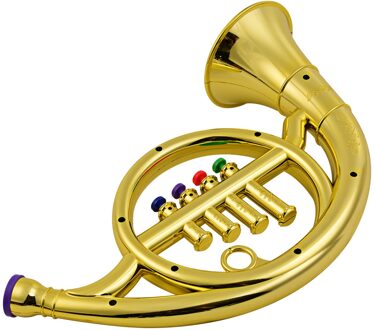 Musical Wind Instrumenten Franse Hoorn Voor Kids Peuters Abs Metallic Gouden Hoorn Met 4 Gekleurde Toetsen