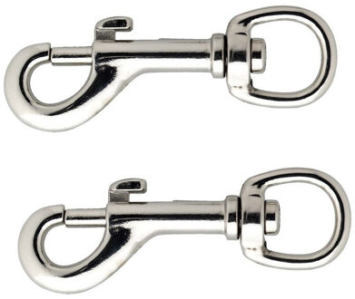 Musketonhaak - 2x stuks - vernikkeld - 5 x 1 cm - hondenlijnhaak