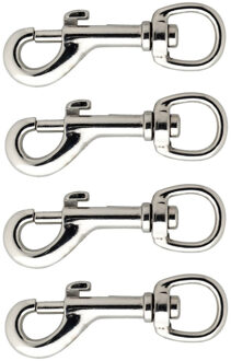Musketonhaak - 4x stuks - vernikkeld - 9,7 x 2,5 cm - hondenlijnhaak