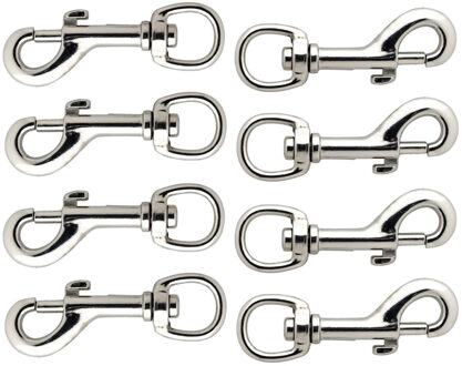 Musketonhaak - 8x stuks - vernikkeld - 9,7 x 2,5 cm - hondenlijnhaak