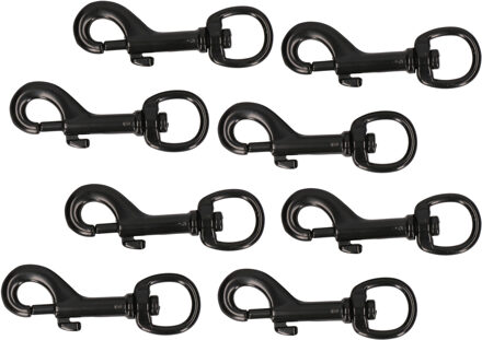 Musketonhaken - 8x stuks - zwart gelakt - 8,1 x 1,6 cm - zamac - musketonhaak hondenlijn