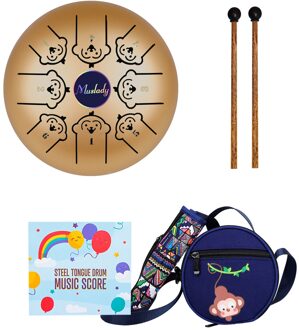 Muslady 5.5 Inches Mini Staal Tong Drum 8 Notes C Sleutel Handpan Drum Chinese Zodiac Gedessineerde Tank Drum Percussie Instrument goud