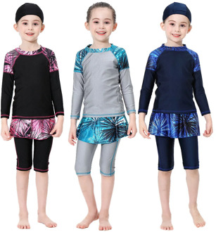 Muslim Swimsuit Kids Tankini Child Bathing Suit Baby Beach Wear Girls Swimwear Two Piece Outfits Swim Sports Clothes 2-12 Years