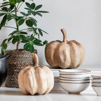 Must Living Decoratie 'Pumpinks' Teakhout, Set van 2 stuks Naturel