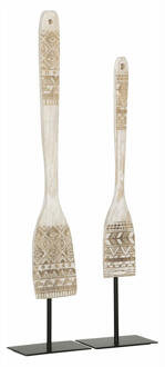 Must Living Decoratie 'Tribal Spoon' Teakhout, Set van 2 stuks, kleur Wit