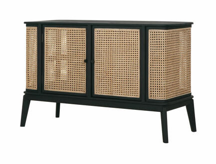 Must Living Dressoir 'Raffles' Rotan en hout, 125 x 80cm Zwart, Naturel - 125 cm