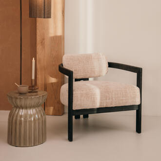 Must Living Fauteuil 'Kelly' Chenille, kleur Beige/Zwart Beige / Zwart