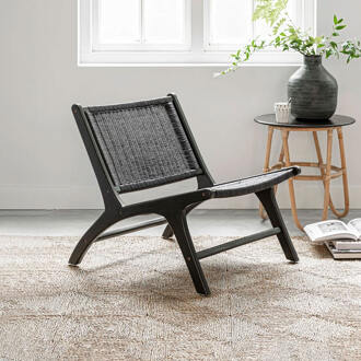 Must Living Fauteuil 'Lazy Loom' Teakhout, kleur Zwart
