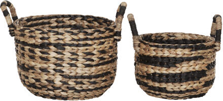 Must Living Mand 'Basket' Rond, Set van 2 stuks Zwart, Naturel