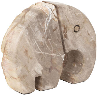 Must Living Ornament 'Elephant' Versteend hout, 17 x 21cm