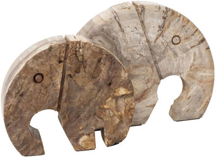 Must Living Ornament 'Elephant' Versteend hout, 20 x 25cm - 20 cm
