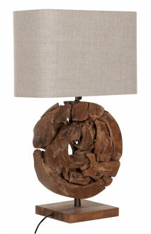 Must Living Tafellamp 'All Around the World' Teakhout, 70cm Naturel - 70 cm