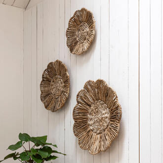 Must Living Wanddecoratie 'Flower' Set van 3 stuks, Abaca