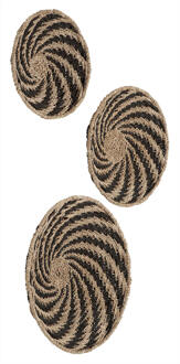 Must Living Wanddecoratie 'Whirl' Zeegras, Set van 3 stuks, kleur Naturel / Zwart Naturel/Zwart