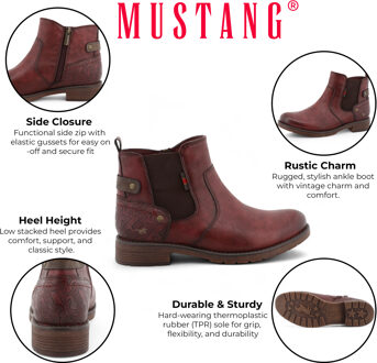 Mustang Dames Burgundy Chelsea Enkellaarsjes Bourgogne