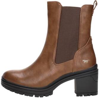 Mustang Enkellaarsjes Hak Cognac - 42