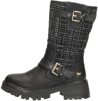 Mustang Enkellaarsjes Plat Zwart - 41