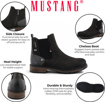 Mustang Heren Donkergrijze Waterbestendige Chelsea Enkellaarsjes Donkergrijs