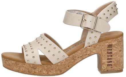 Mustang Sandalen Hak Gebroken wit - 37