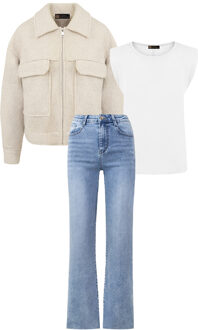 Musthave Deal Complete Set Boucle Jacket Met Rits Beige