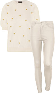Musthave Deal Complete Set Knitted Hartjes Top Beige Goud