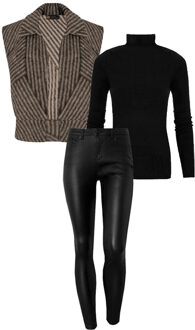 Musthave Deal Complete Set Oversized Woven Gilet Graphic Camel