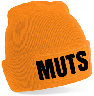 Muts/beanie met grappige tekst - one size - unisex - oranje One size