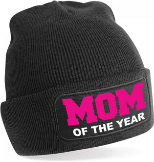 Muts mom of the year / moeder van het jaar zwart voor dames - Winter cadeau mama/ moeder One size