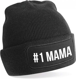 Muts nummer 1 mama zwart voor dames - Winter cadeau mama/ moeder One size