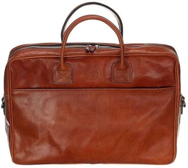 Mutsaers The Sleeve Plus 15.6" cognac schoudertas heren - H 28 x B 42 x D 9 cm