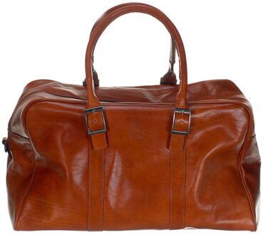 Mutsaers The Traveler cognac weekendtas handbagage - H 30 x B 50 x D 20 cm