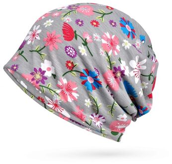 Mutsen Cap Sjaal Bloemen Zonnescherm Ademend Elastisch Katoen Hoed Halswarmer Outdoor Reizen Hoofddeksels grijs