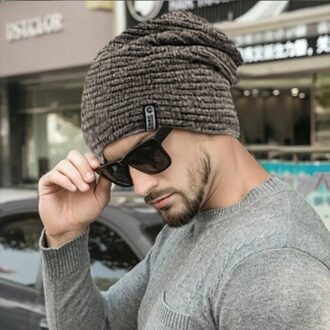 Mutsen Effen Kleur Hip-Hop Mannen Vrouwen Unisex Winter Herfst Trendy Oversized Chunky Baggy Elastische Slouchy Skully Hoed 19Oct22 khaki