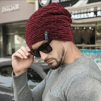 Mutsen Effen Kleur Hip-Hop Mannen Vrouwen Unisex Winter Herfst Trendy Oversized Chunky Baggy Elastische Slouchy Skully Hoed 19Oct22 Rood