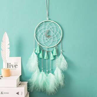 Muur Dreamcatcher Handgemaakte Veer Dream Catcher Gevlochten Windgong Thuis Car Office cafe Decoratie Opknoping Ornament groen zonder lights