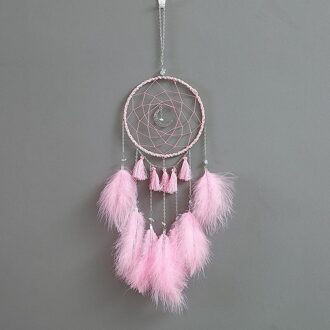 Muur Dreamcatcher Handgemaakte Veer Dream Catcher Gevlochten Windgong Thuis Car Office cafe Decoratie Opknoping Ornament roze zonder lights