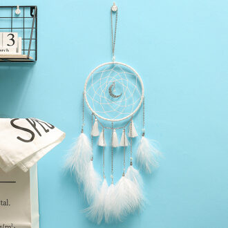Muur Dreamcatcher Handgemaakte Veer Dream Catcher Gevlochten Windgong Thuis Car Office cafe Decoratie Opknoping Ornament wit zonder lights