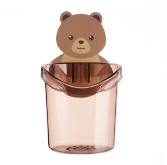 Muur Gemonteerde Beer Tandenborstel Bekerhouder Gratis Ponsen Cup Badkamer Accessoires Organizer Muursticker Opknoping Borstel Houder transparant grijs