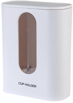Muur Gemonteerde Dubbele-Cilinder Cup Taker Met Deksel Wegwerp Bekerhouder Huishoudelijke Water Dispenser Snap-Op Papier cup Rack wit