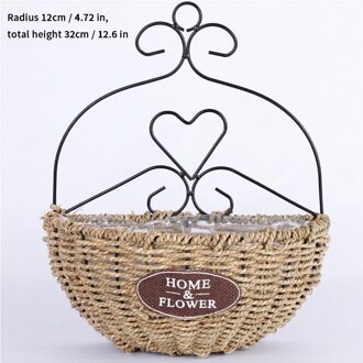 Muur Gemonteerde Hand Geweven Stro Fower Mand Opbergdoos Multi Vlees Bloempot Decoratie Familie Tuin Decoratie