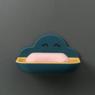 Muur Gemonteerde Huishoudelijke Zeepkist Zelfklevende Badkamer Gratis Punch Zeepkist Wc Creatieve Schattige Afvoer Rack Zeephouder 4 Kleuren 04 marine blauw