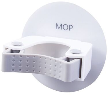 Muur Gemonteerde Mop Stand Gratis Punch Mop Rack Huishouden Kantoor Bezem Hanger Badkamer Opslag Naadloze Haak Mop Clip Opslag rack ronde wit