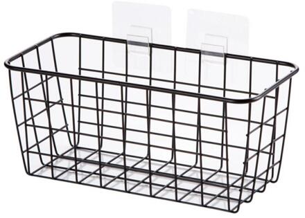 Muur Gemonteerde Rek Badkamer Rechthoekige Opbergdoos Smeedijzeren Opbergrek Keuken Spice Opslag Mand Keuken Kruidenrek zwart